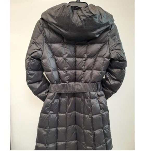 Laundry By Shelli Segal Puffer Down Black Sz XS Belted Coat Jacket Hood Quilted - Picture 2 of 13